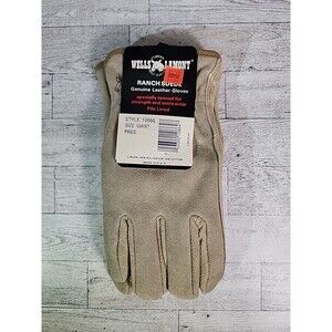 Vintage WELLS LAMONT Ranch Suede Leather Work Gloves Lined 1086 Size Giant USA